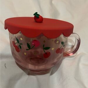 Sheffield Home Cherry Glass Mug with Red Lid
